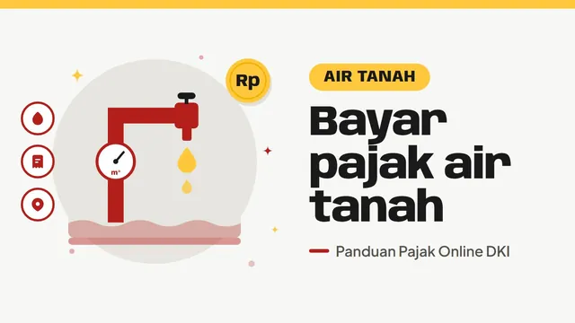 Ilustrasi pipa air tanah dengan meteran dan keran, bertuliskan Bayar pajak air tanah