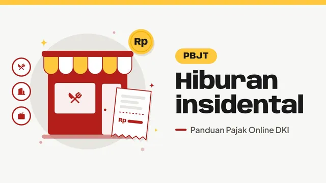 Ilustrasi rumah makan dengan struk pembayaran, bertuliskan Hiburan insidental