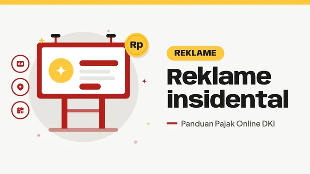 Ilustrasi papan reklame di atas tiang, bertuliskan Reklame insidental