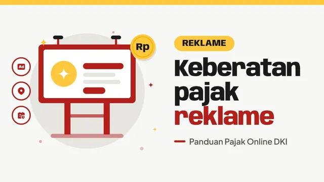 Ilustrasi papan reklame di atas tiang, bertuliskan Keberatan pajak reklame