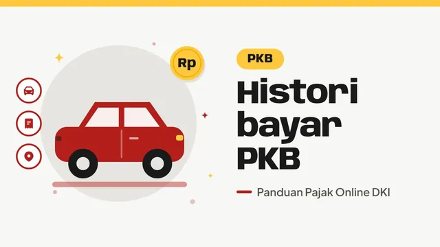 Ilustrasi mobil, bertuliskan Histori bayar PKB